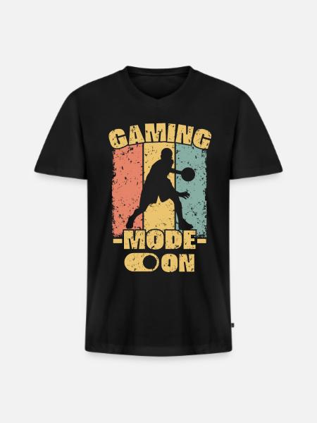 Basketball retro - Men's Premium Organic T-shirt with V-neck - black