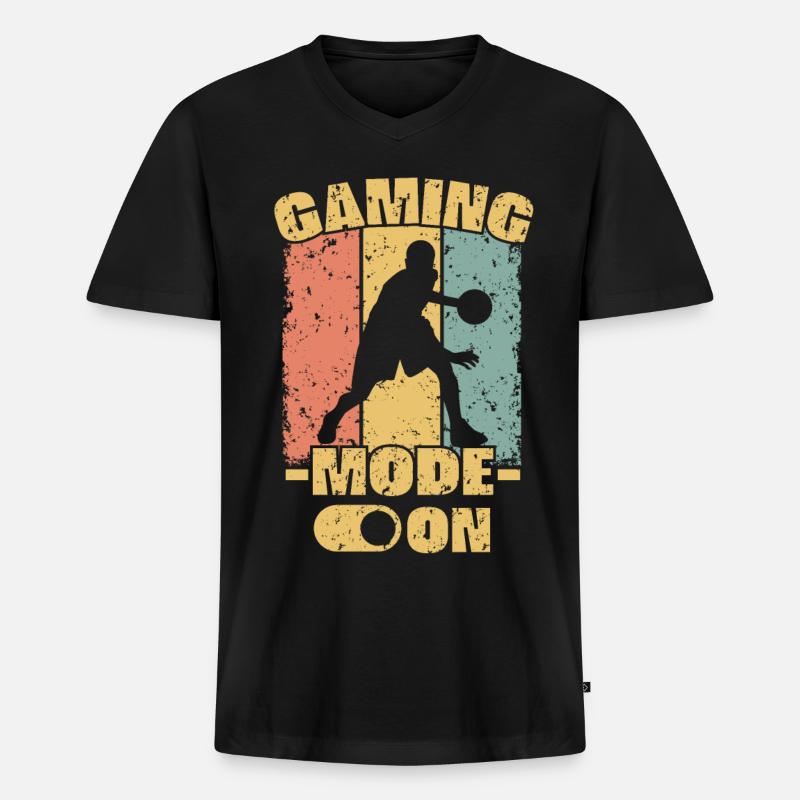 Basketball retro - Männer Premium Bio T-Shirt mit V-Ausschnitt - Schwarz