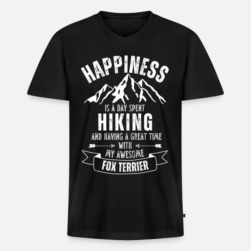 Wandern Foxterrier - Männer Premium Bio T-Shirt mit V-Ausschnitt - Schwarz