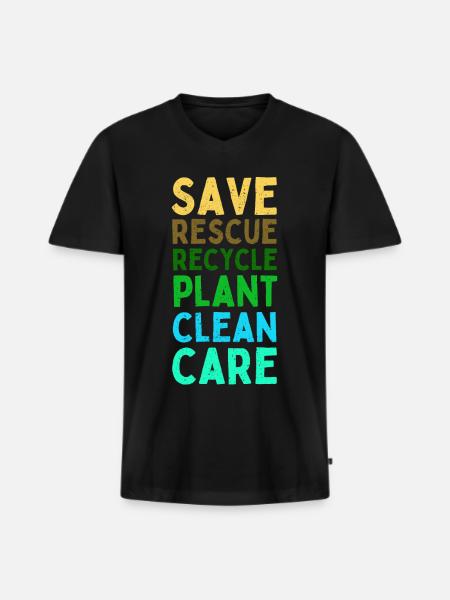 Protect our Earth quote - Men's Premium Organic T-shirt with V-neck - black