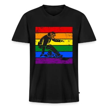 Snowboard LGBTQ - T-shirt encolure en V Premium bio Homme - noir - Devant - Nico (187cm)