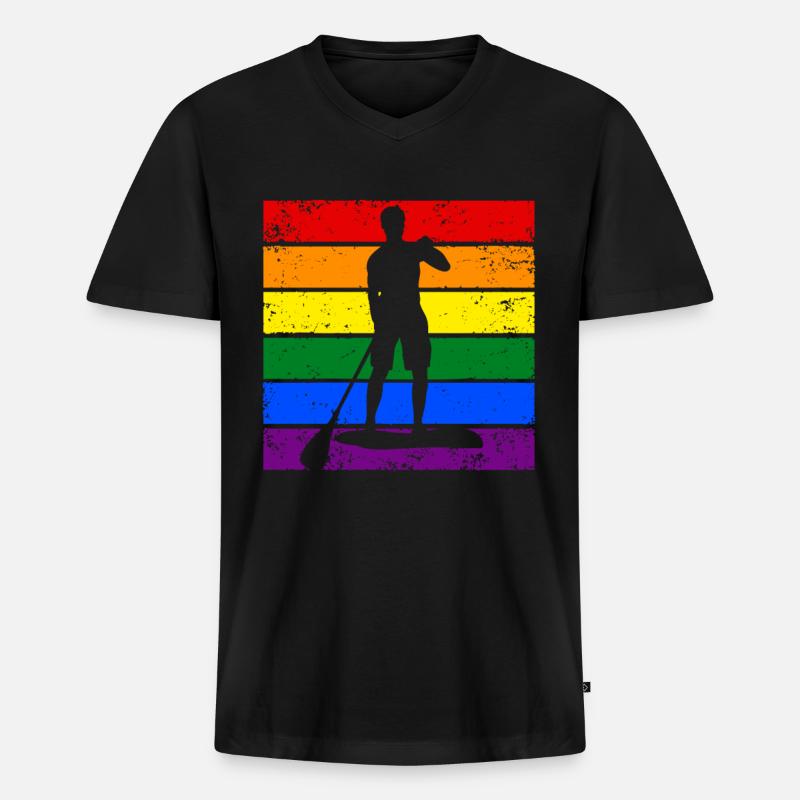 Paddleboard LGBTQ - Männer Premium Bio T-Shirt mit V-Ausschnitt - Schwarz
