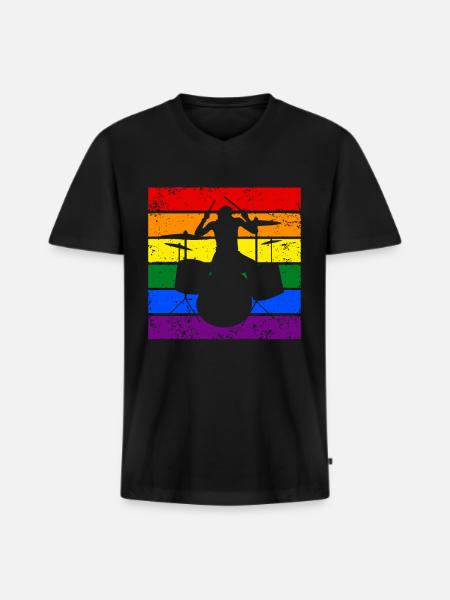 Drumming LGBTQ - Men's Premium Organic T-shirt with V-neck - black