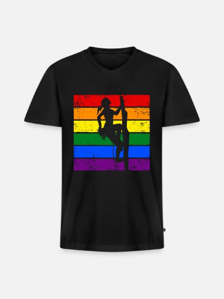 Klettern LGBTQ - Männer Premium Bio T-Shirt mit V-Ausschnitt - Schwarz