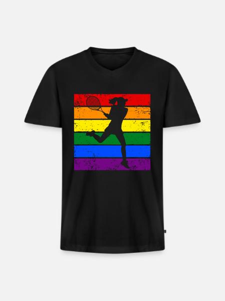 Women Tennis LGBTQ - Men's Premium Organic T-shirt with V-neck - black