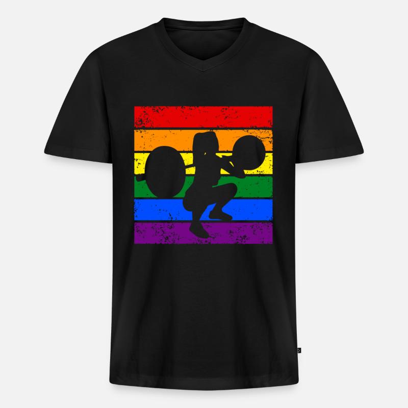 Gewichtheben LGBTQ - Männer Premium Bio T-Shirt mit V-Ausschnitt - Schwarz