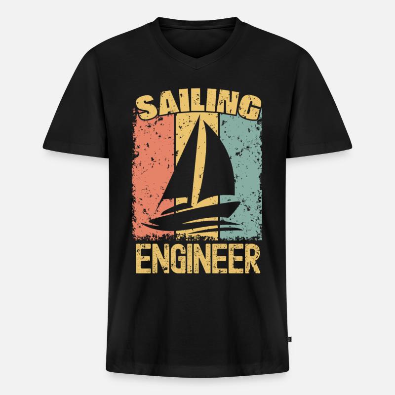 Segelingenieur retro - Männer Premium Bio T-Shirt mit V-Ausschnitt - Schwarz