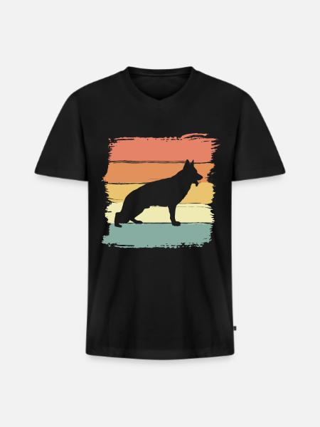 German-shepherd retro - Men's Premium Organic T-shirt with V-neck - black