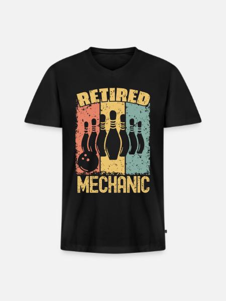 Bowling retired mechanic - Men's Premium Organic T-shirt with V-neck - black
