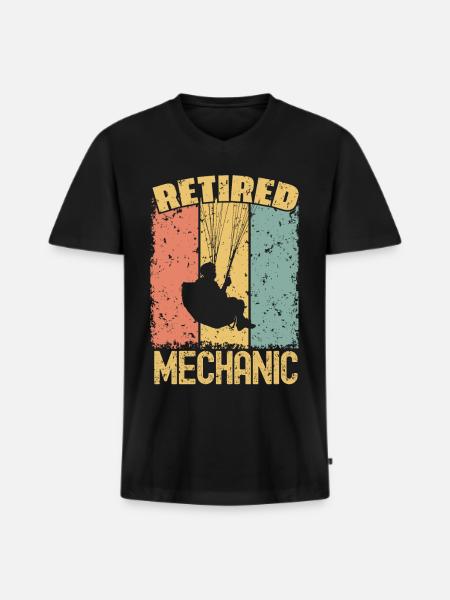 Paragliding retired mechanic - Men's Premium Organic T-shirt with V-neck - black