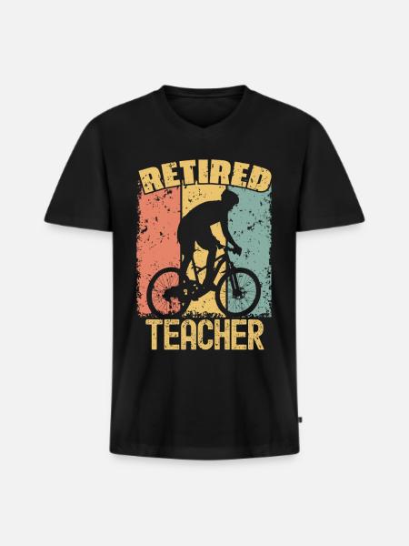 Biking retired teacher - Men's Premium Organic T-shirt with V-neck - black