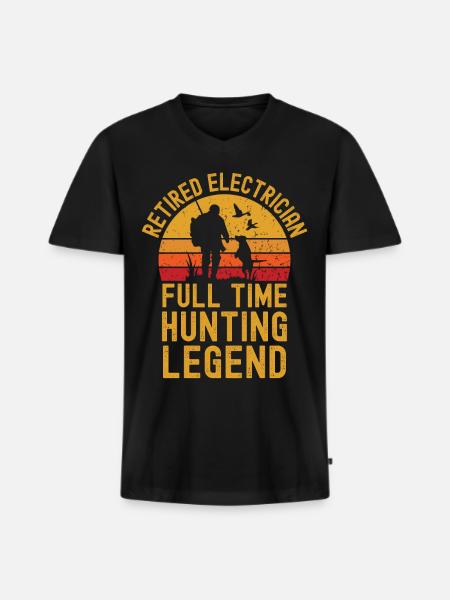 Retired electrician hunting legend - Men's Premium Organic T-shirt with V-neck - black