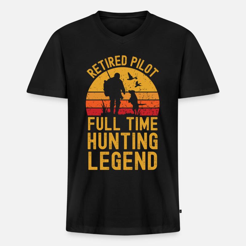 Pilot Ruhestand Jagd - Männer Premium Bio T-Shirt mit V-Ausschnitt - Schwarz
