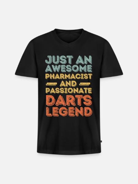 Pharmacist Darts legend retro - Men's Premium Organic T-shirt with V-neck - black