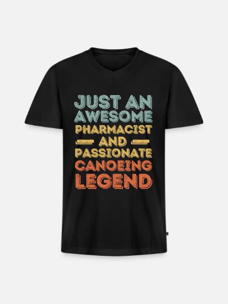 Pharmacist Canoeing legend retro - Men's Premium Organic T-shirt with V-neck - black