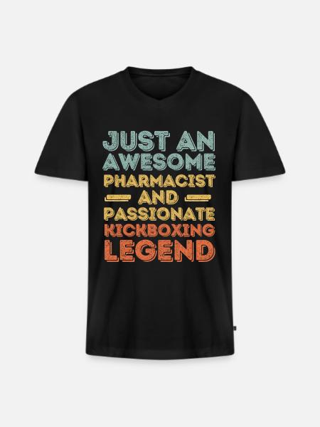 Pharmacist Kickboxing legend retro - Men's Premium Organic T-shirt with V-neck - black