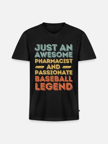 Pharmacist Baseball legend retro - Men's Premium Organic T-shirt with V-neck - black