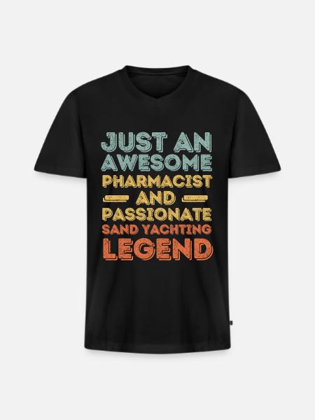 Pharmacist Sand Yachting legend retro - Men's Premium Organic T-shirt with V-neck - black