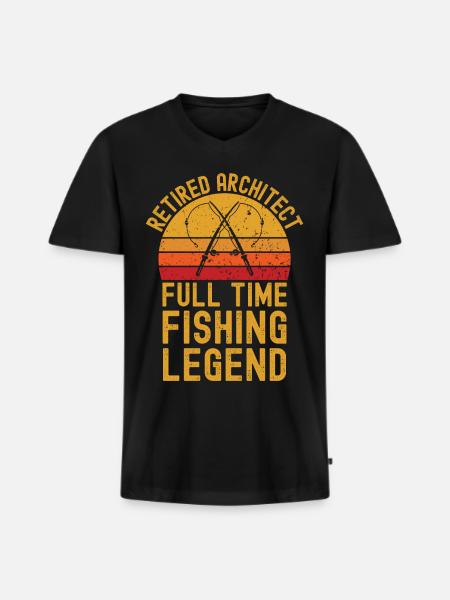 Retired architect fishing legend - Men's Premium Organic T-shirt with V-neck - black