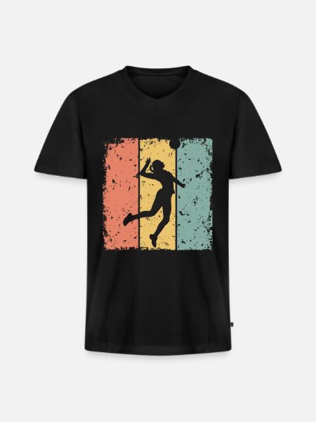 Women Volleyball retro - Men's Premium Organic T-shirt with V-neck - black