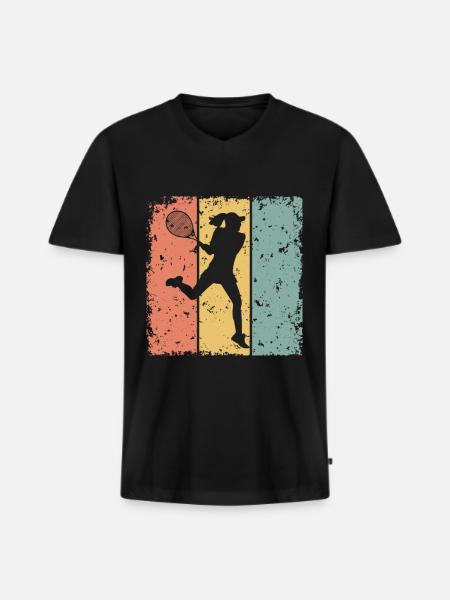 Women Tennis retro - Men's Premium Organic T-shirt with V-neck - black