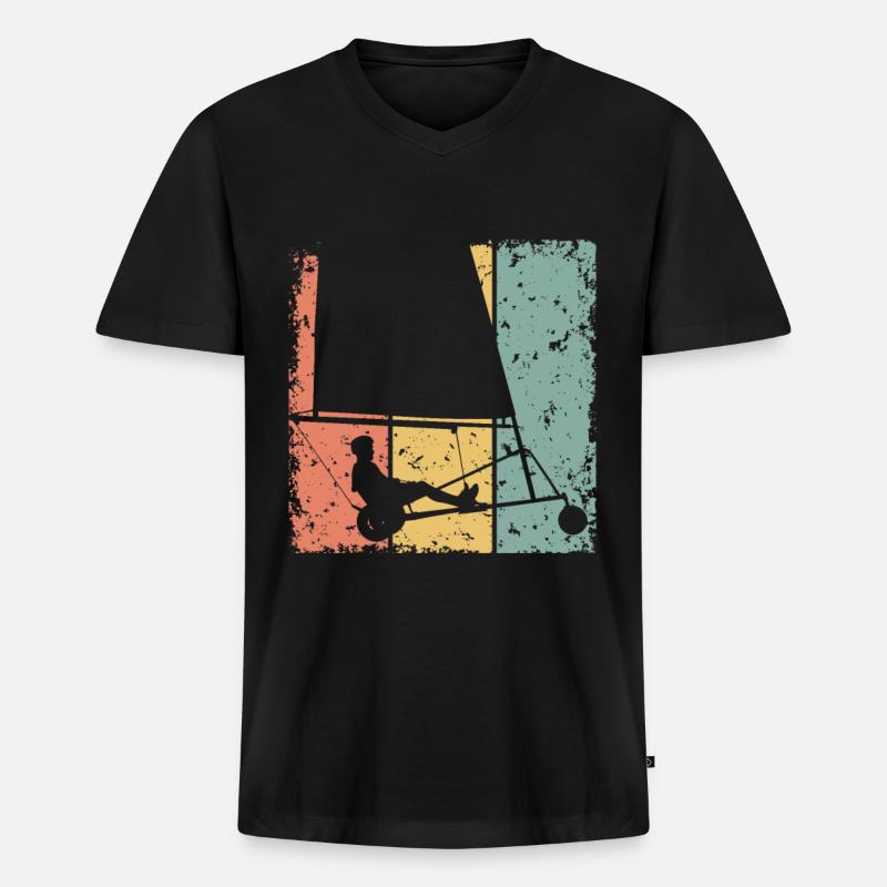 Sand-Yachting Retro - Männer Premium Bio T-Shirt mit V-Ausschnitt - Schwarz
