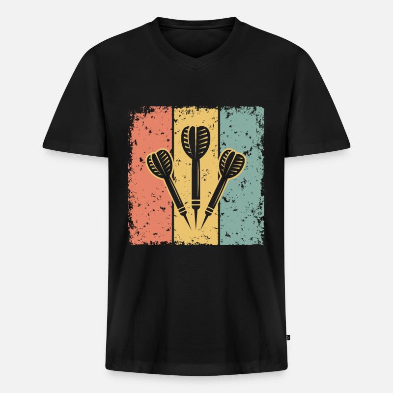 Darts Retro - Männer Premium Bio T-Shirt mit V-Ausschnitt - Schwarz