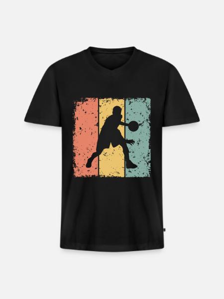 Basketball retro - Men's Premium Organic T-shirt with V-neck - black