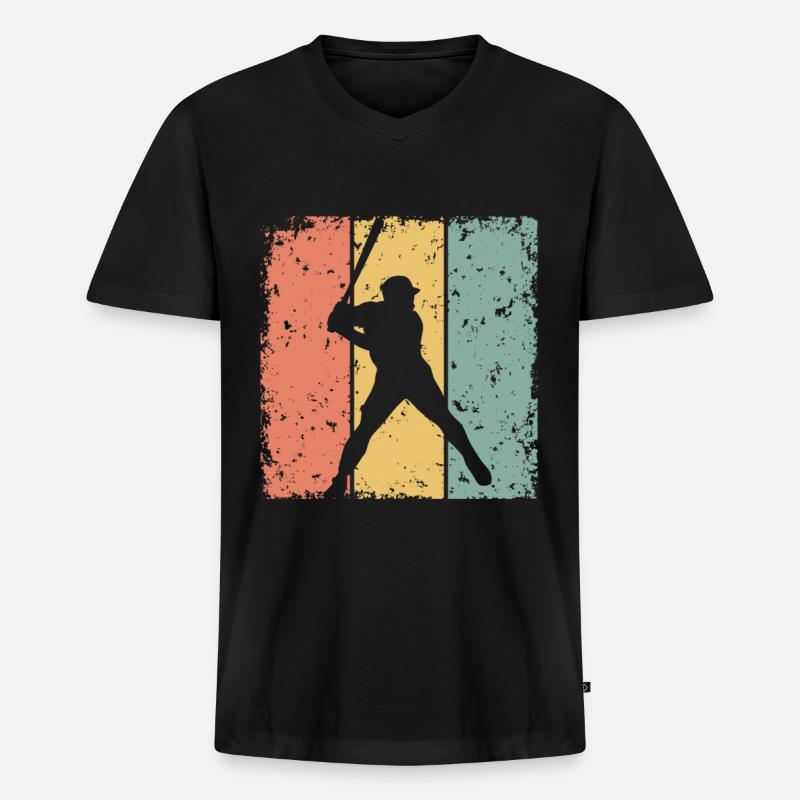 Baseball-Retro - Männer Premium Bio T-Shirt mit V-Ausschnitt - Schwarz