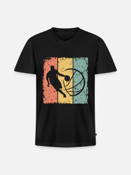 Basketball retro - Men's Premium Organic T-shirt with V-neck - black