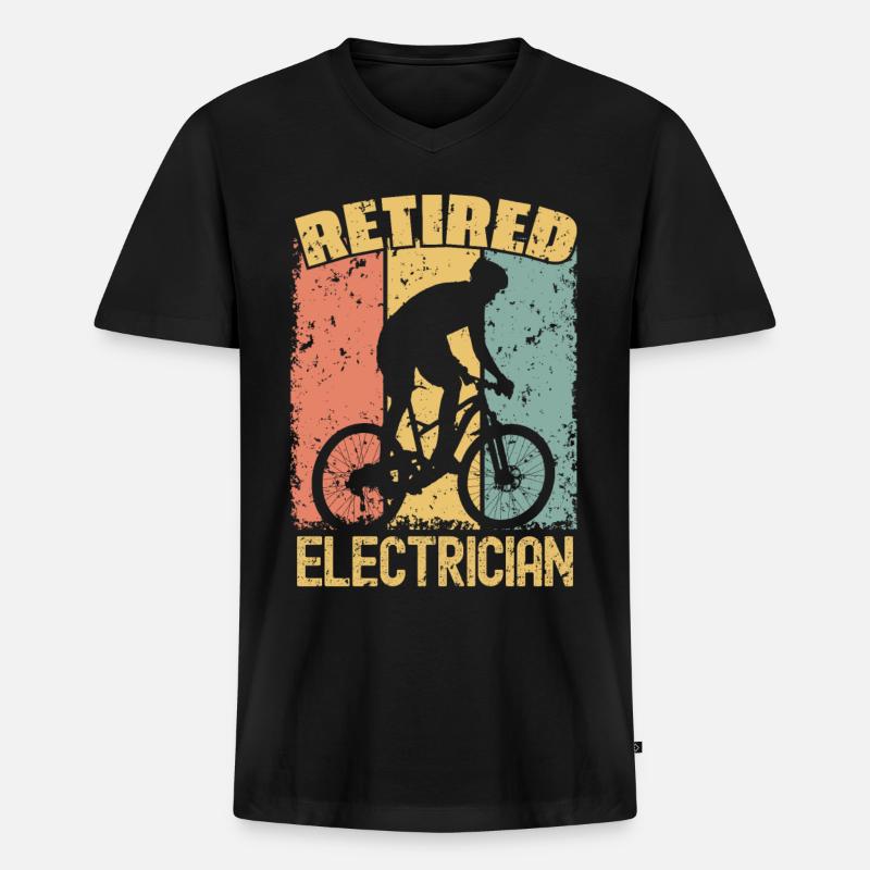 Fahrradfahrer im Ruhestand - Männer Premium Bio T-Shirt mit V-Ausschnitt - Schwarz