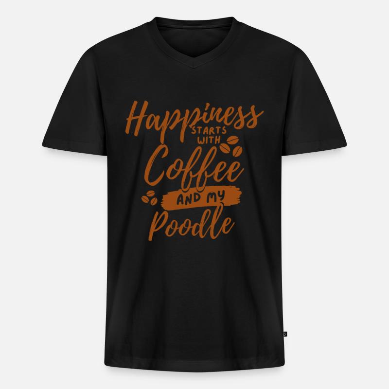 Kaffeepudel-Liebhaber - Männer Premium Bio T-Shirt mit V-Ausschnitt - Schwarz
