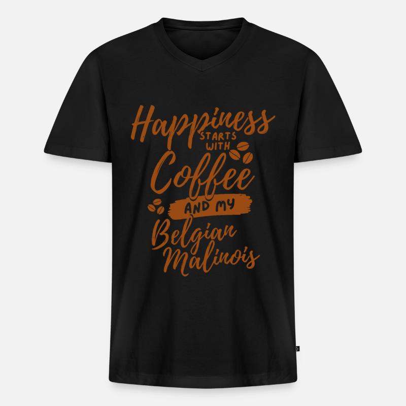 Kaffee Malinois Liebhaber - Männer Premium Bio T-Shirt mit V-Ausschnitt - Schwarz