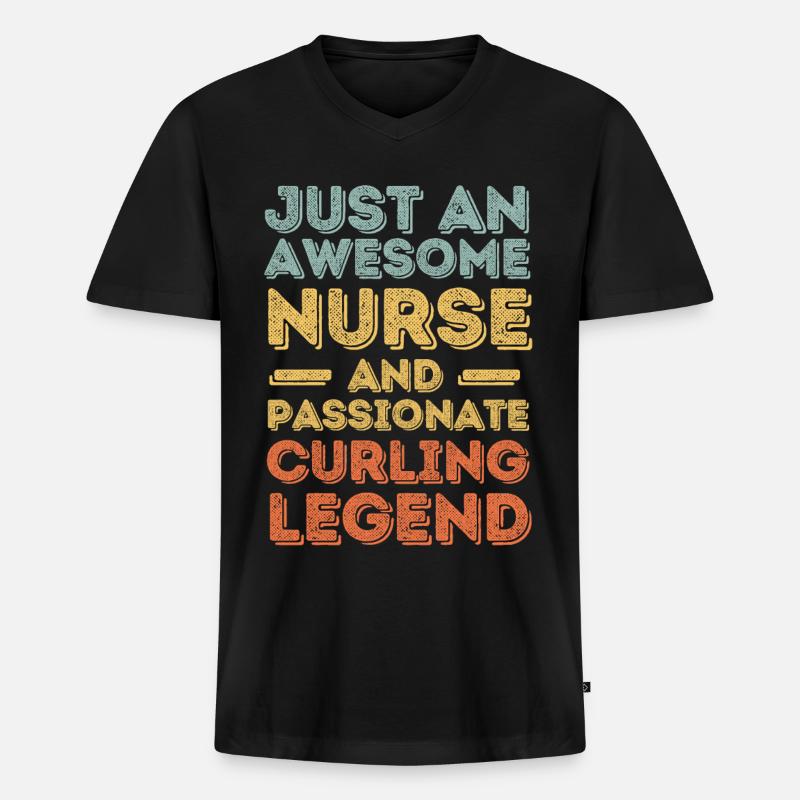 Krankenschwester Curling Legende retro - Männer Premium Bio T-Shirt mit V-Ausschnitt - Schwarz