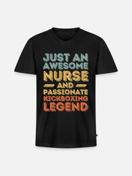 Nurse Kickboxing legend retro - Men's Premium Organic T-shirt with V-neck - black