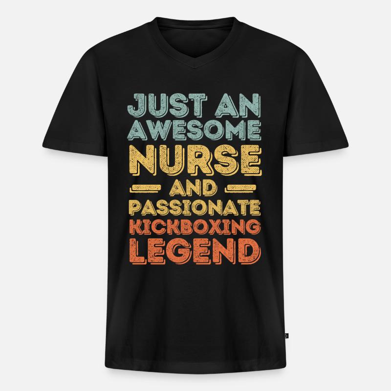 Krankenschwester Kickbox-Legende retro - Männer Premium Bio T-Shirt mit V-Ausschnitt - Schwarz