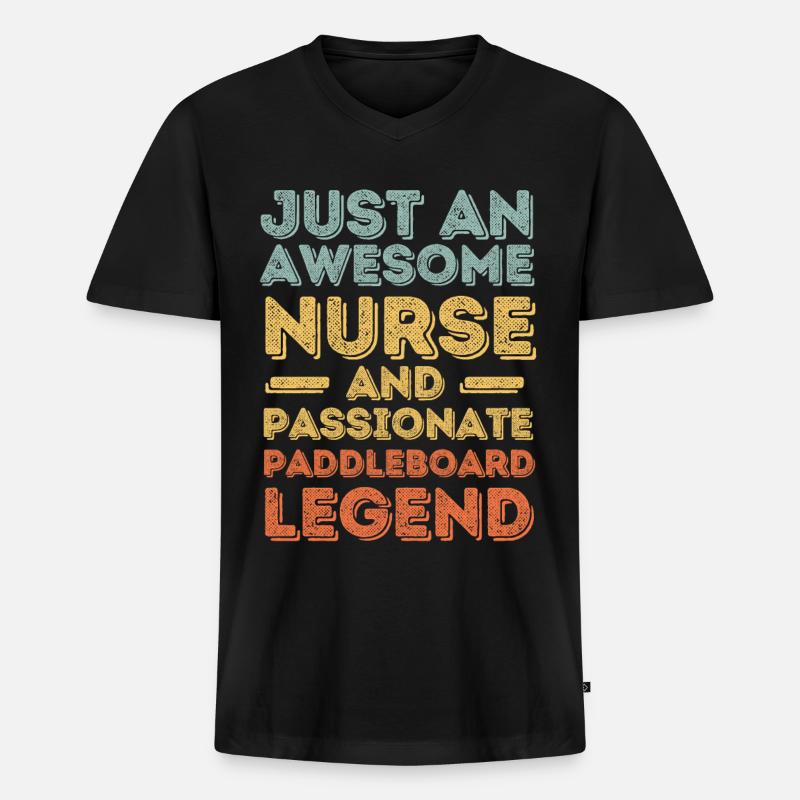 Krankenschwester Paddleboard Legende retro - Männer Premium Bio T-Shirt mit V-Ausschnitt - Schwarz