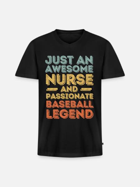 Nurse Baseball legend retro - Men's Premium Organic T-shirt with V-neck - black