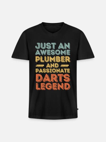 Plumber Darts legend retro - Men's Premium Organic T-shirt with V-neck - black