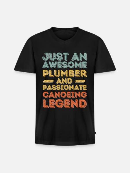 Plumber Canoeing legend retro - Men's Premium Organic T-shirt with V-neck - black