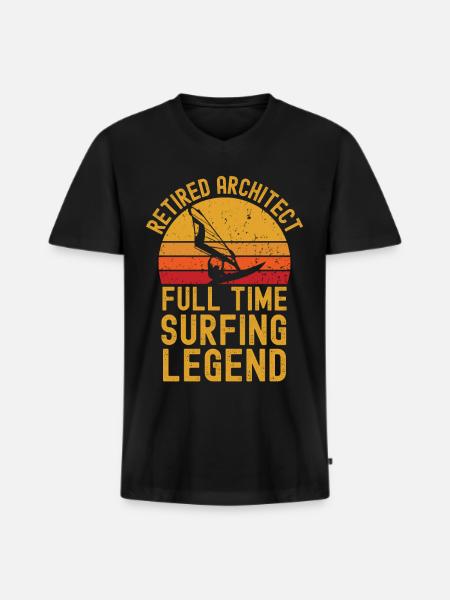 Retired architect windsurfing legend - Men's Premium Organic T-shirt with V-neck - black