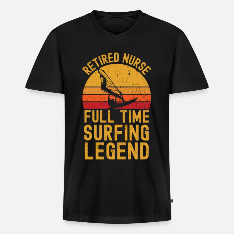 Pensionierte Krankenschwester Windsurf-Legende - Männer Premium Bio T-Shirt mit V-Ausschnitt - Schwarz