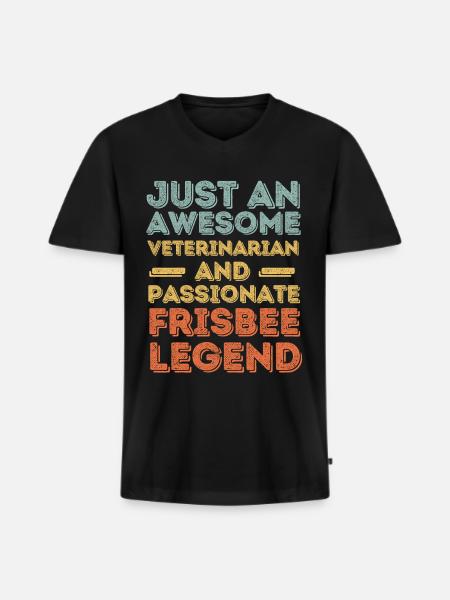 Veterinarian Frisbee legend retro - Men's Premium Organic T-shirt with V-neck - black