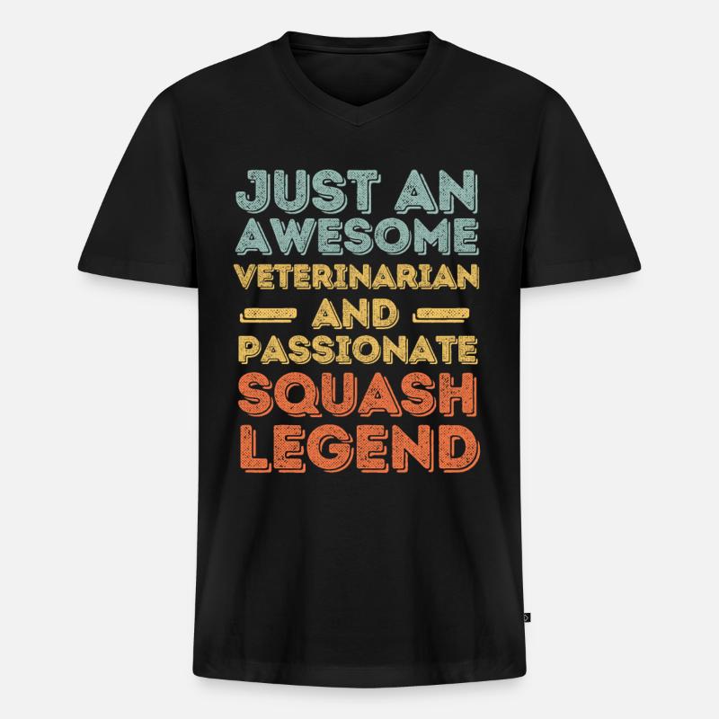 Tierarzt Squash-Legende retro - Männer Premium Bio T-Shirt mit V-Ausschnitt - Schwarz