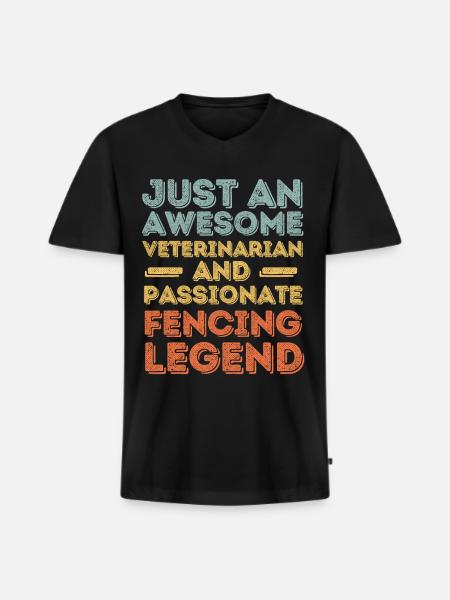 Tierarzt Fechtlegende retro - Männer Premium Bio T-Shirt mit V-Ausschnitt - Schwarz