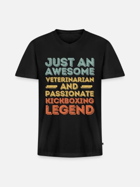 Veterinarian Kickboxing legend retro - Men's Premium Organic T-shirt with V-neck - black