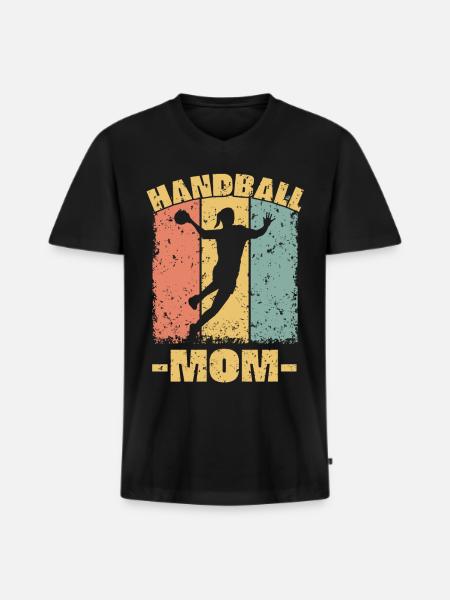 Handball Mom - Men's Premium Organic T-shirt with V-neck - black