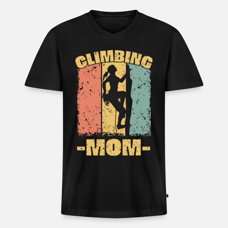 Kletternde Mutter - Männer Premium Bio T-Shirt mit V-Ausschnitt - Schwarz