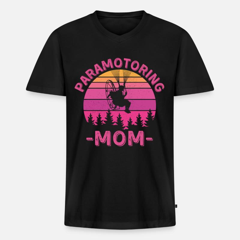 Motorschirmfliegende Mutter - Männer Premium Bio T-Shirt mit V-Ausschnitt - Schwarz