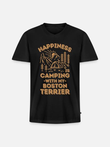Camping with boston-terrier - Men's Premium Organic T-shirt with V-neck - black